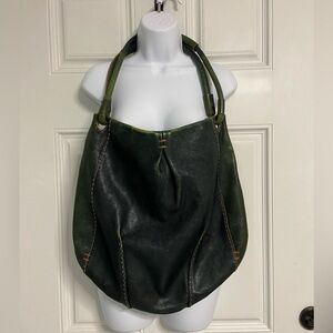 49 SQUARE MILES Green Large Distressed Leather Tote